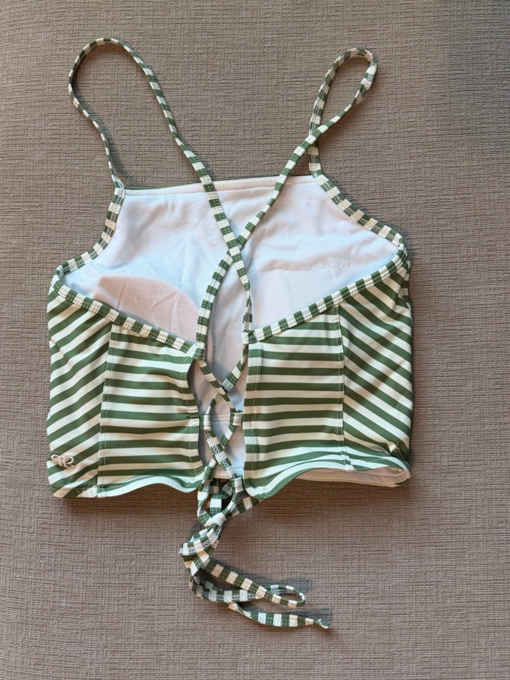 Albion Fit Sage Stripe Switchback Crop Swim Top - Picture 6 of 7